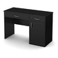 Compact Work Deskwit h 2 Drawres & Cabinet, Black