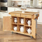 Kitchen Island Cart with Locking Casters, Natural Wood Finish