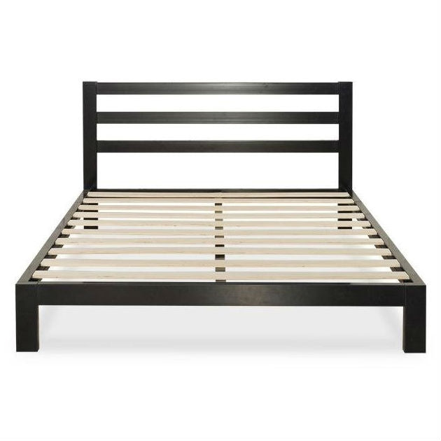 Heavy Duty Metal Platform Bed Frame with Headboard & Wood Slats, King