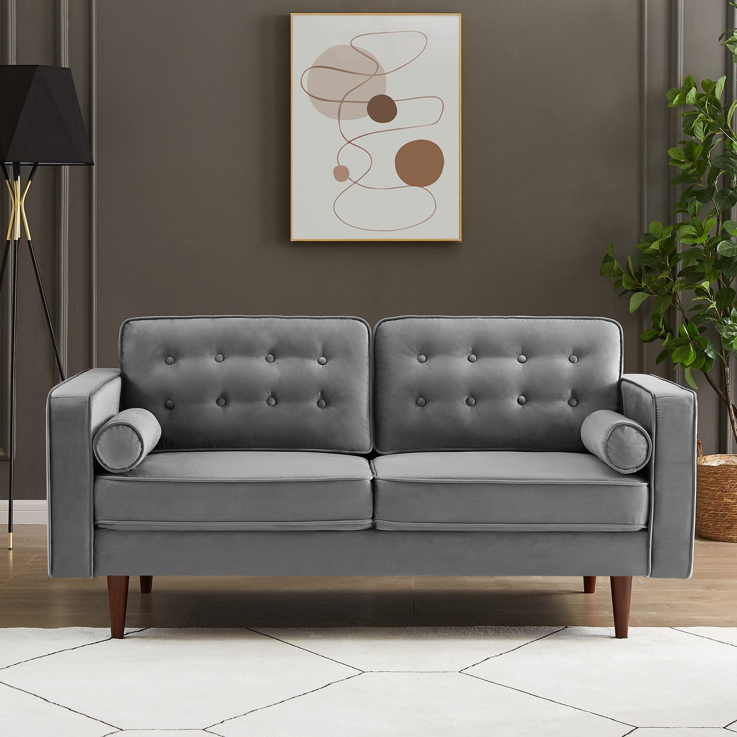 Kendall Velvet Loveseat | Grey