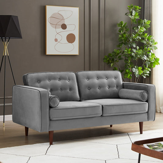 Kendall Velvet Loveseat | Grey