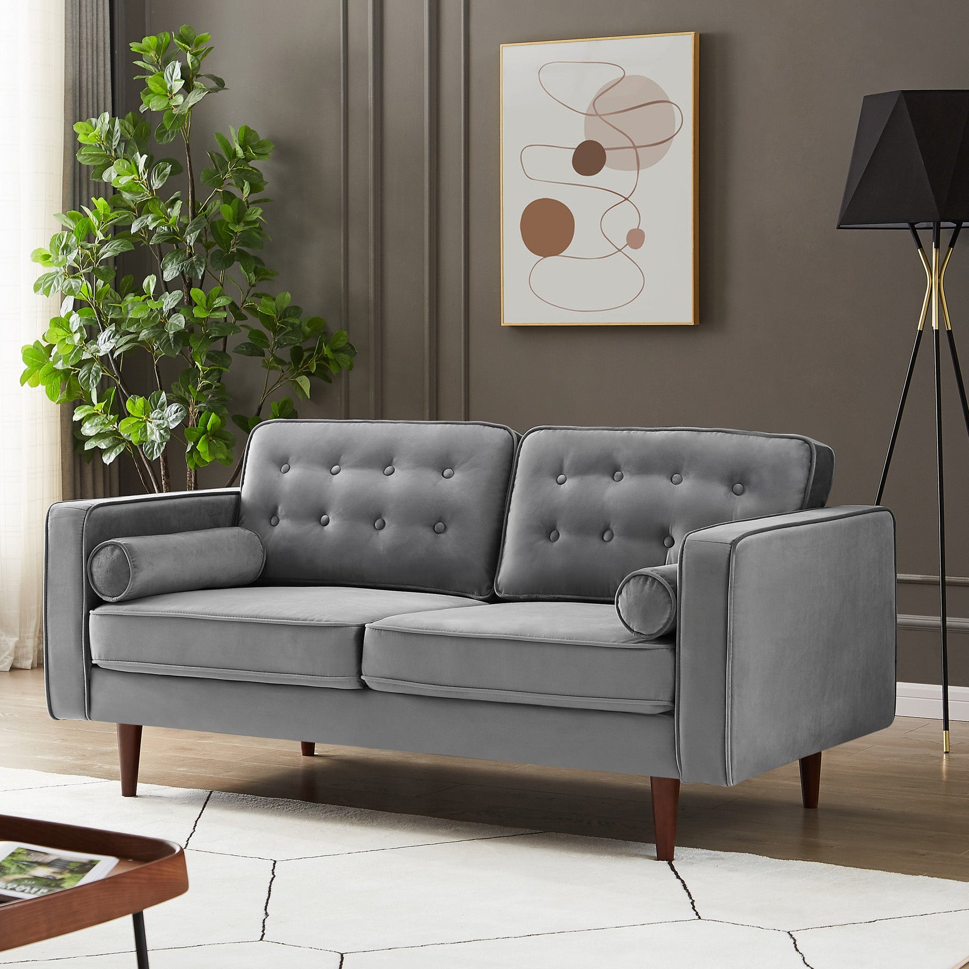 Kendall Velvet Loveseat | Grey