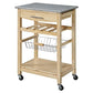 Granite Top Wood Finish Kitchen Island Cart with Wine Rack