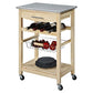 Granite Top Wood Finish Kitchen Island Cart with Wine Rack