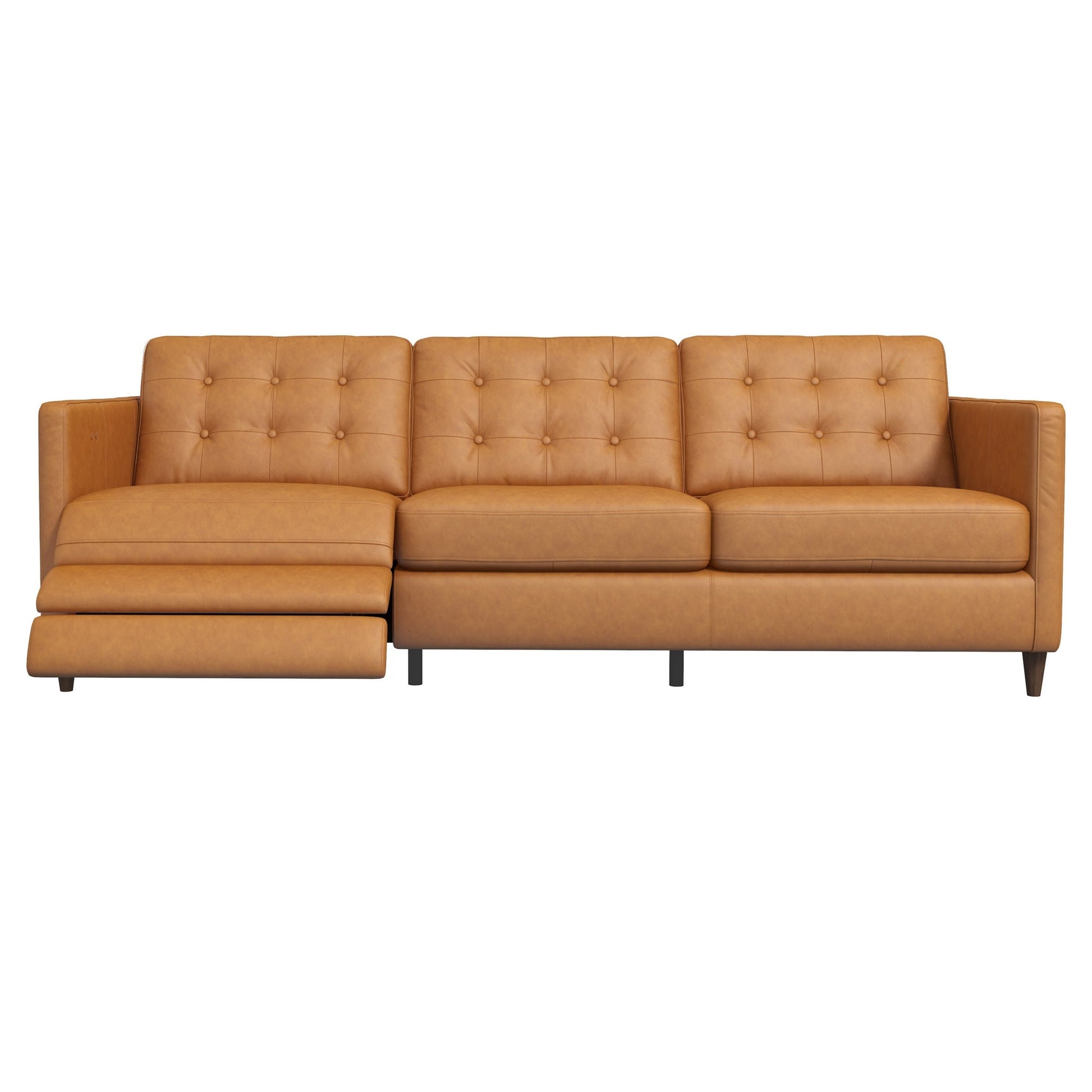 Leather Electric Left Reclining Sofa - Tan