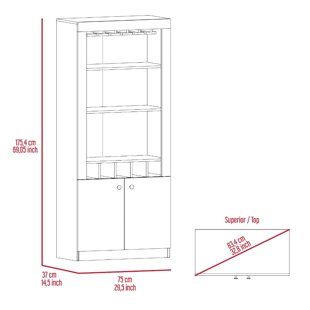 Bar Cabinet Margarita, Two Door Cabinet, Smokey Oak Finish-6