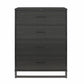 Rustic Black Wood 4-Drawer Bedroom Chest Dresser