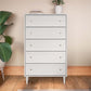 Farmhouse Rustic White Mid Century 5 Drawer Chest