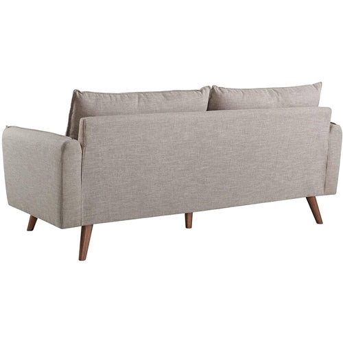 Mid-Century Upholstered Sofa Bed with Wood Legs, Beige