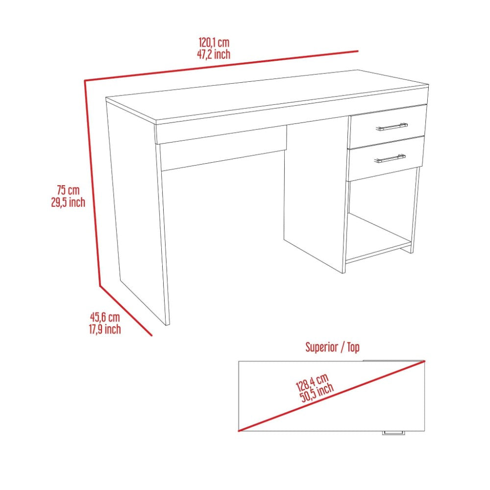 Limestone Computer Desk, Two Drawers, Light Gray Finish-7