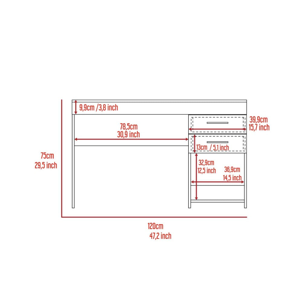 Limestone Computer Desk, Two Drawers, Light Gray Finish-8