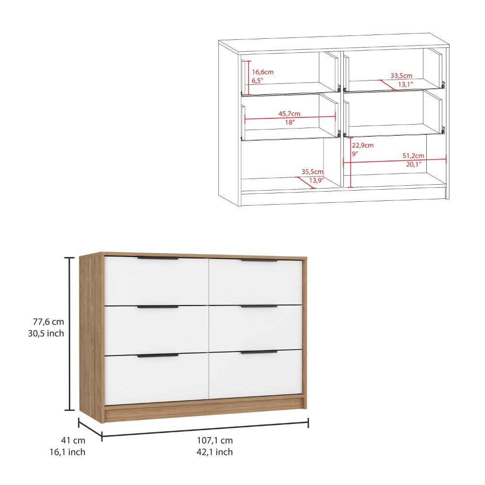 Maryland Dresser,Four Drawers,White and Pine Finish-6