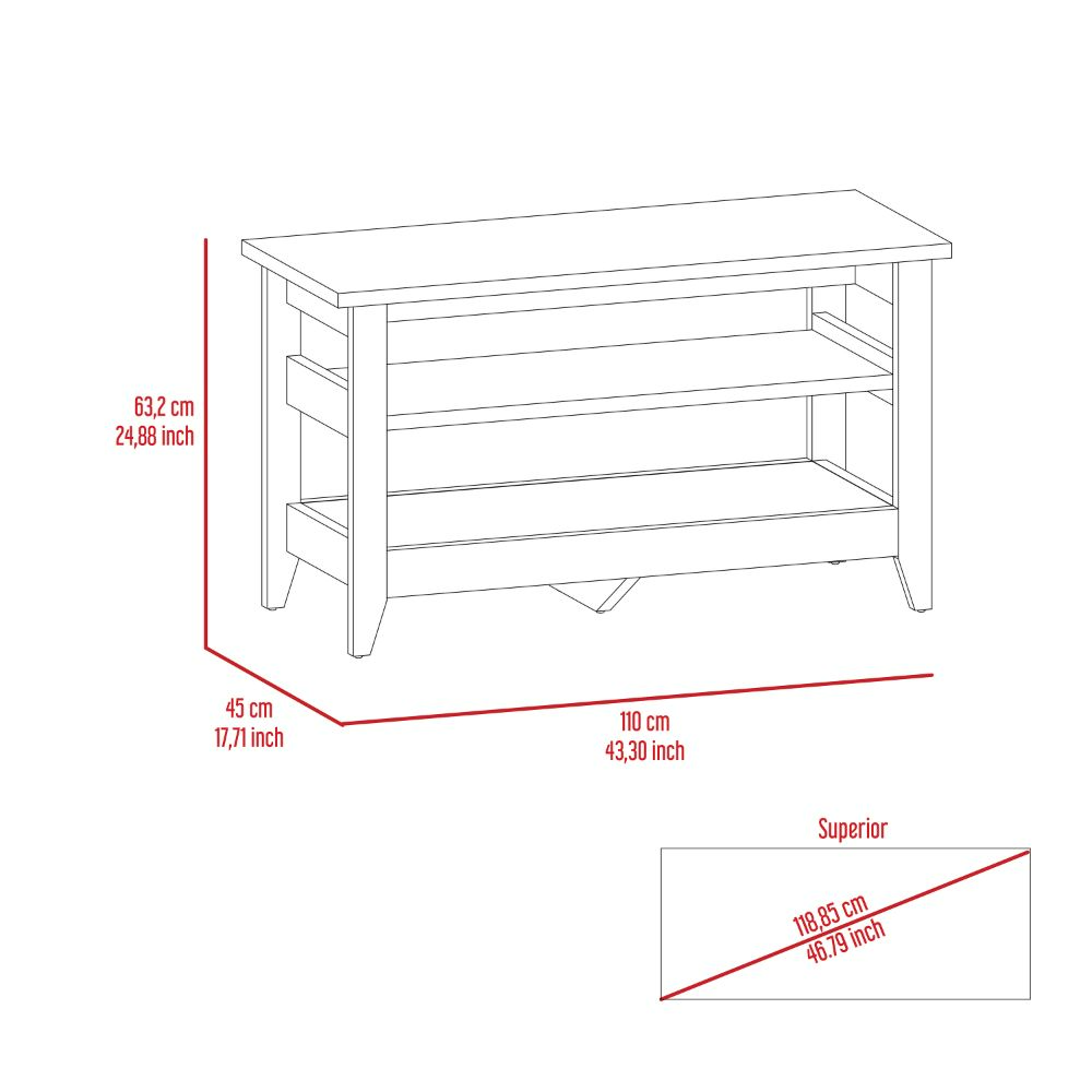 Storage Bench Susho, Upper and Lower Shelf, Light Oak Finish-6