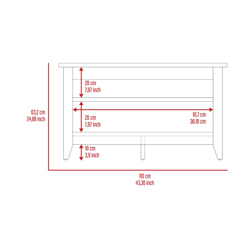 Storage Bench Susho, Upper and Lower Shelf, Light Oak Finish-7