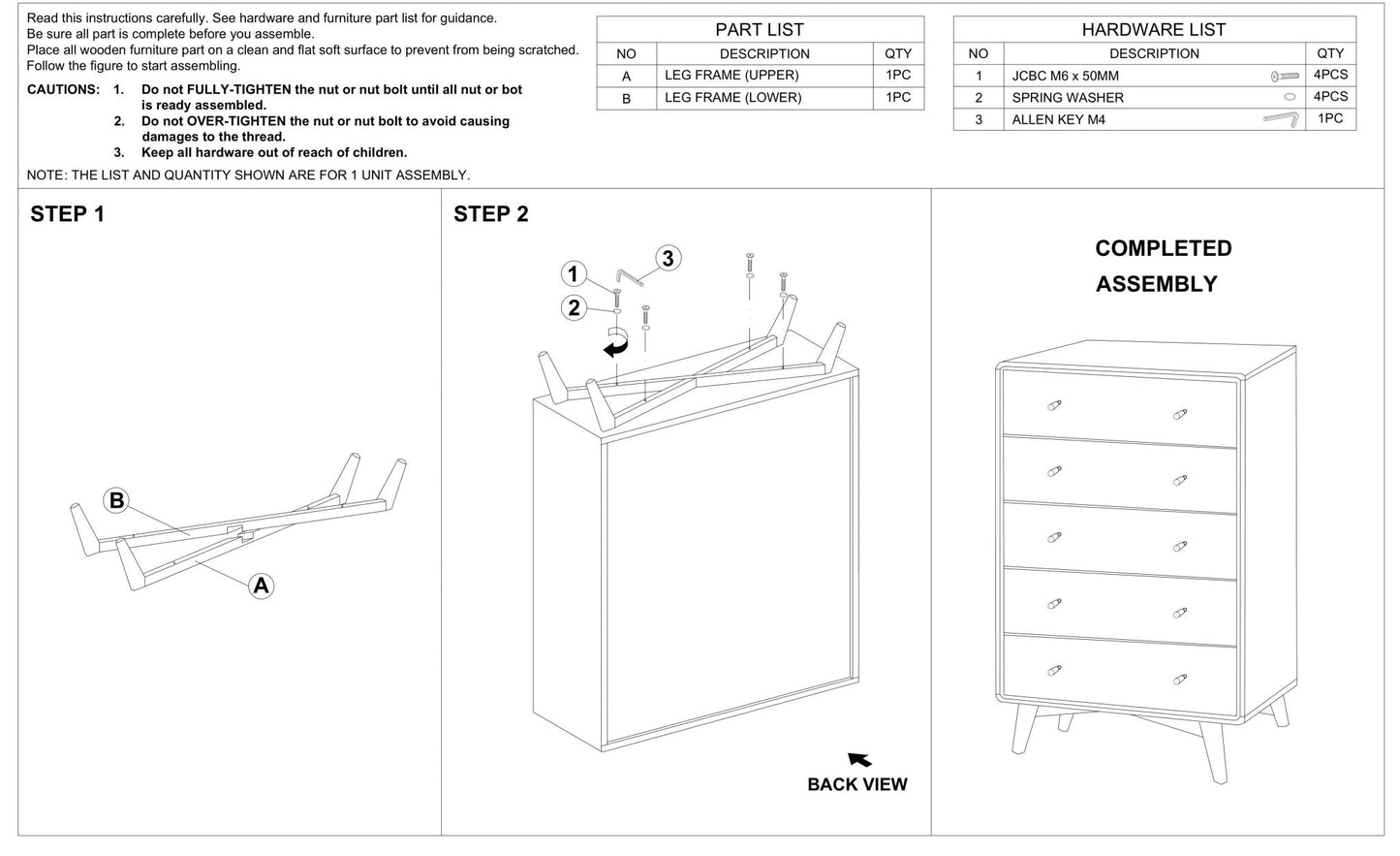 5 Drawer Dresser - Walnut/White