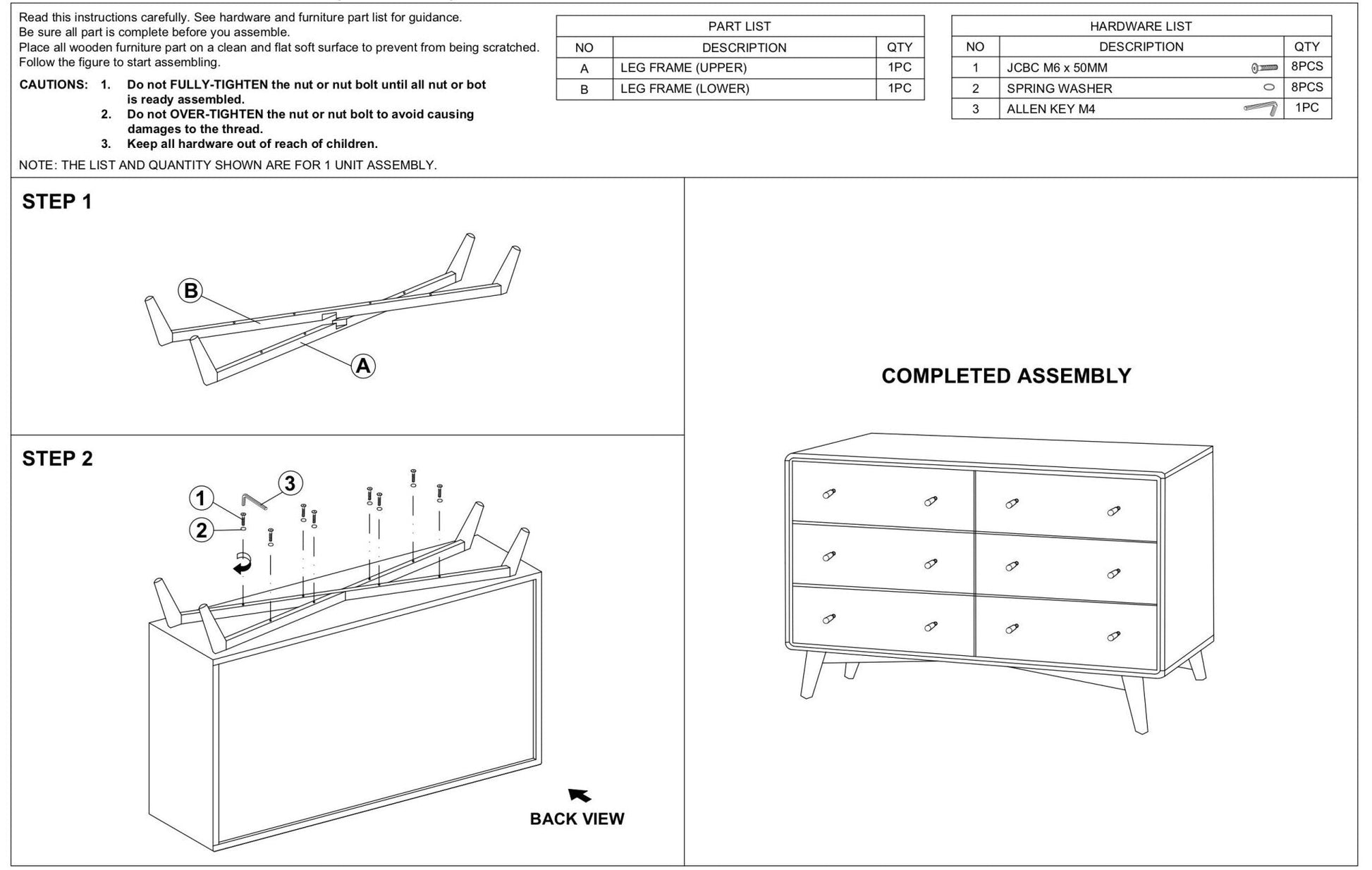 Norman 6 Drawer Dresser Assembly