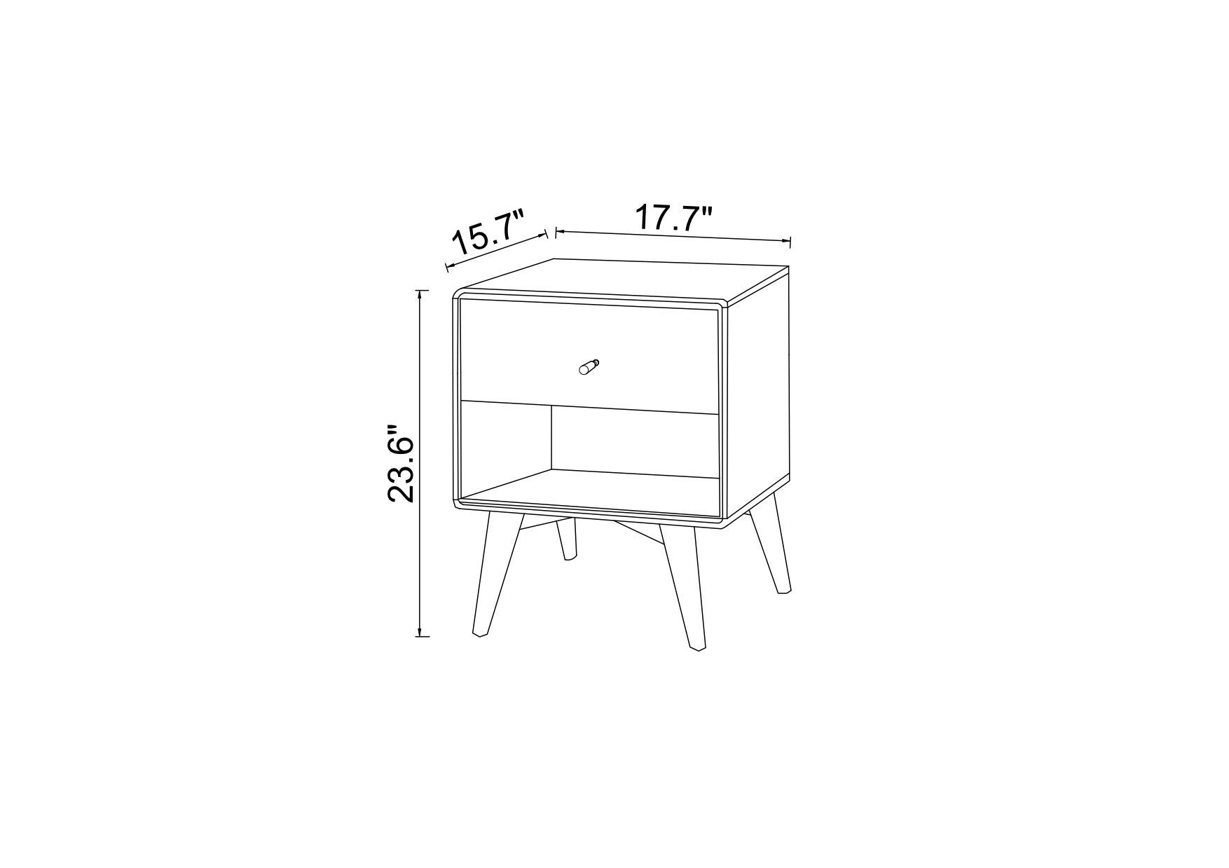 Norman Single Drawer Night Stand | Walnut Dimensions