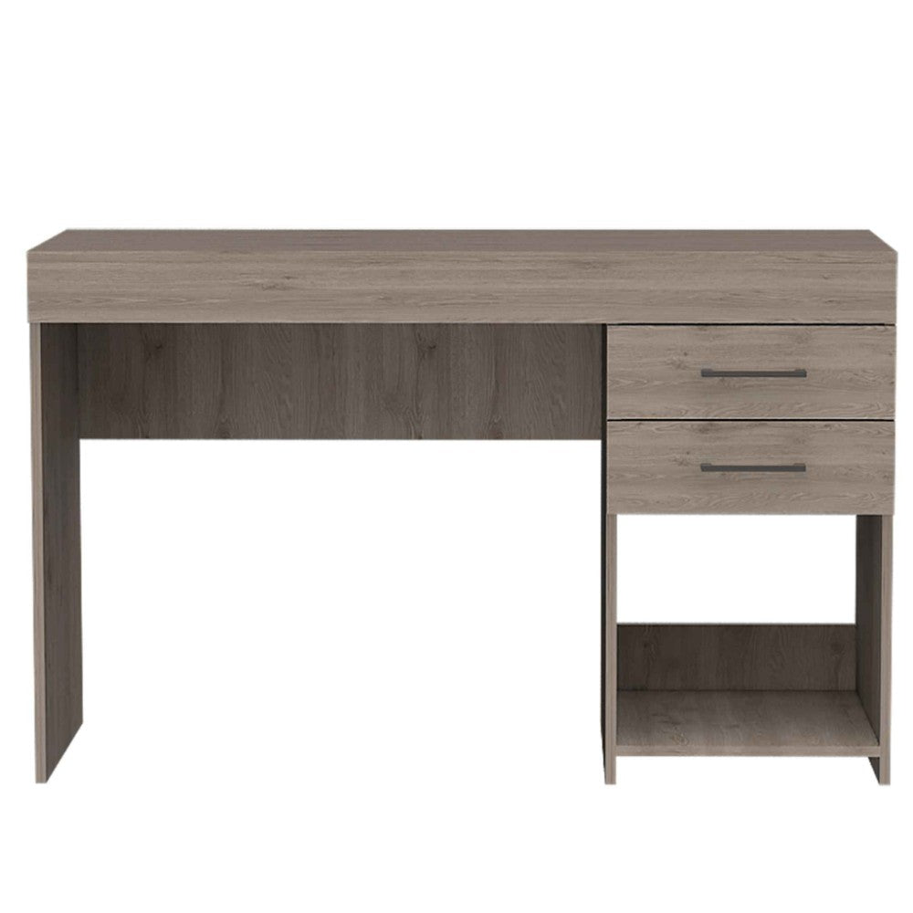 Limestone Computer Desk, Two Drawers, Light Gray Finish-5