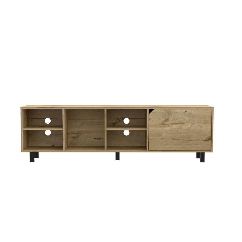 Estocolmo TV Stand for TV´s up 70", Four Open Shelves, Five Legs, Light Oak Finish-3