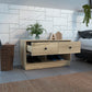 Storage Bench Beji, Lower Shelf, Two Drawers, Light Oak Finish-1