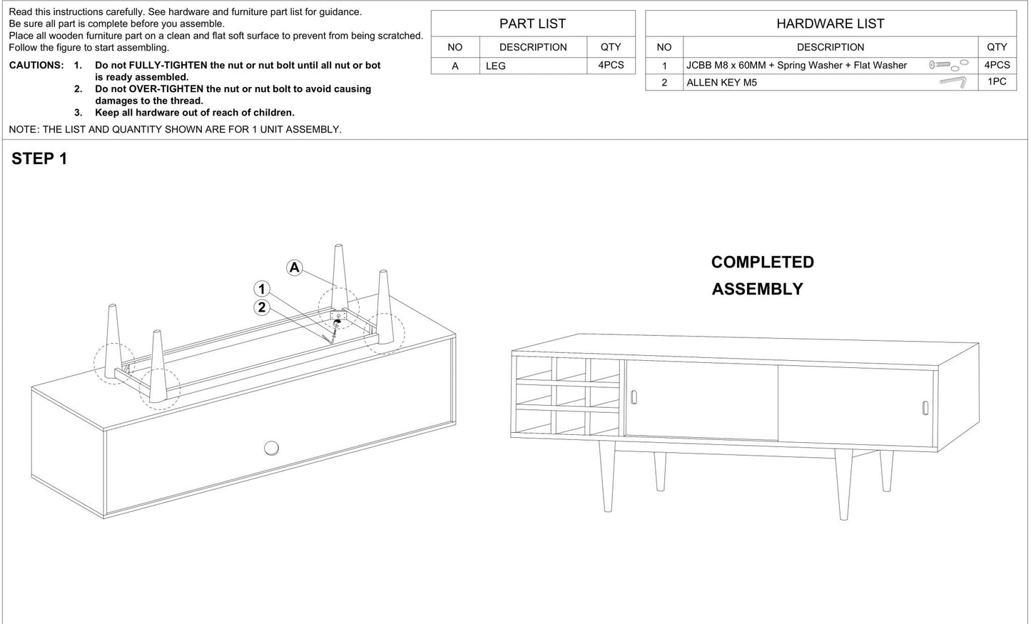 Robin 67" TV Stand Credenza - Walnut