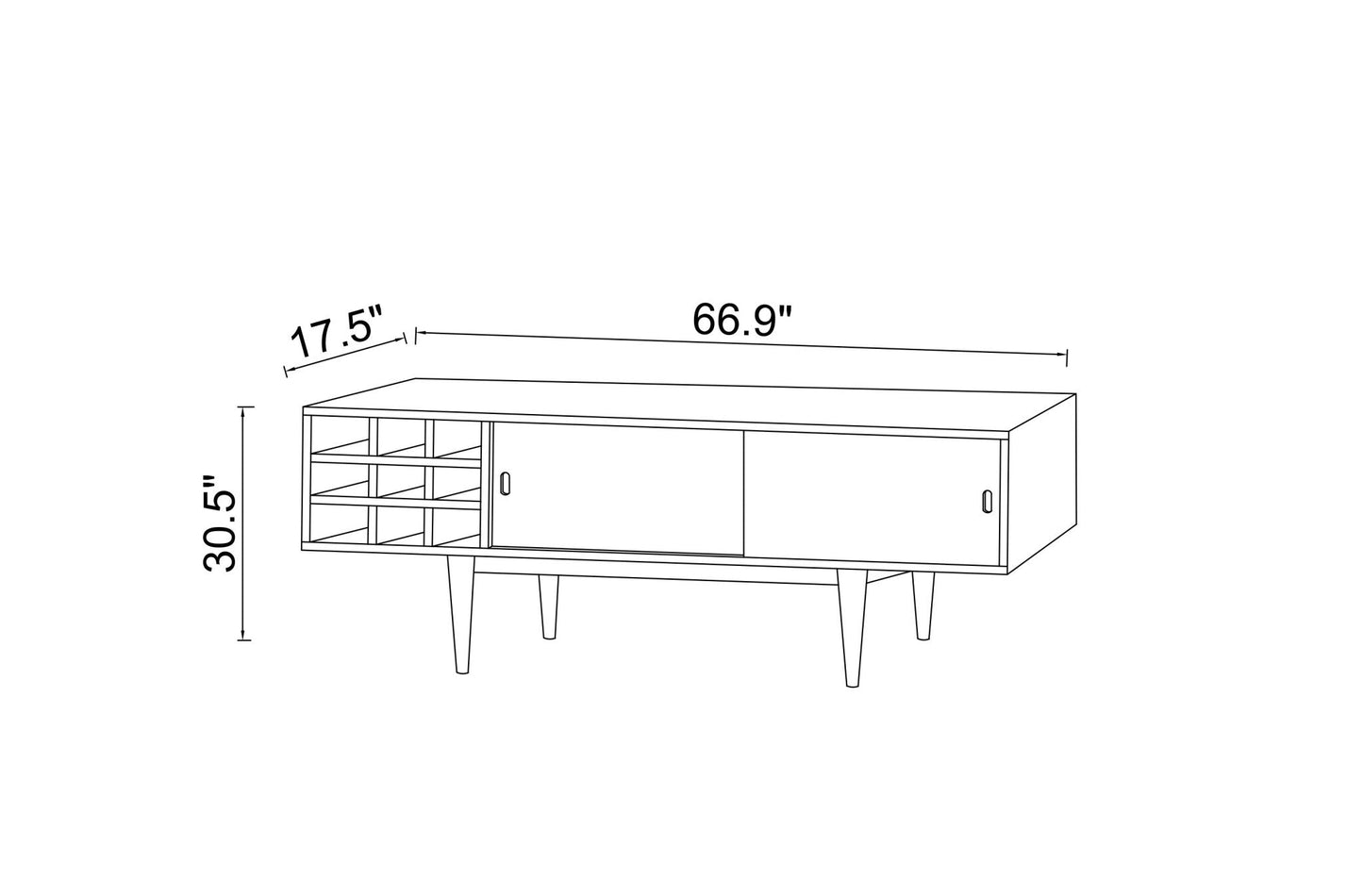 Robin 67" TV Stand Credenza - Walnut