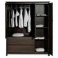 Solid Pine Espresso Wood Bedroom Wardrobe Armoire