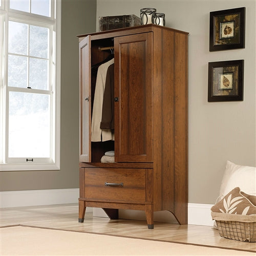 Bedroom Wardrobe Cabinet - Medium Brown Cherry Wood Finish