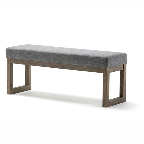 Modern Wood Frame Accent Bench with Grey Upholstered Fabric Seat