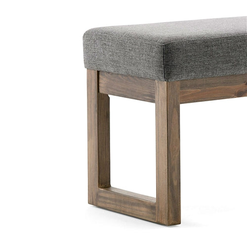 Modern Wood Frame Accent Bench with Grey Upholstered Fabric Seat