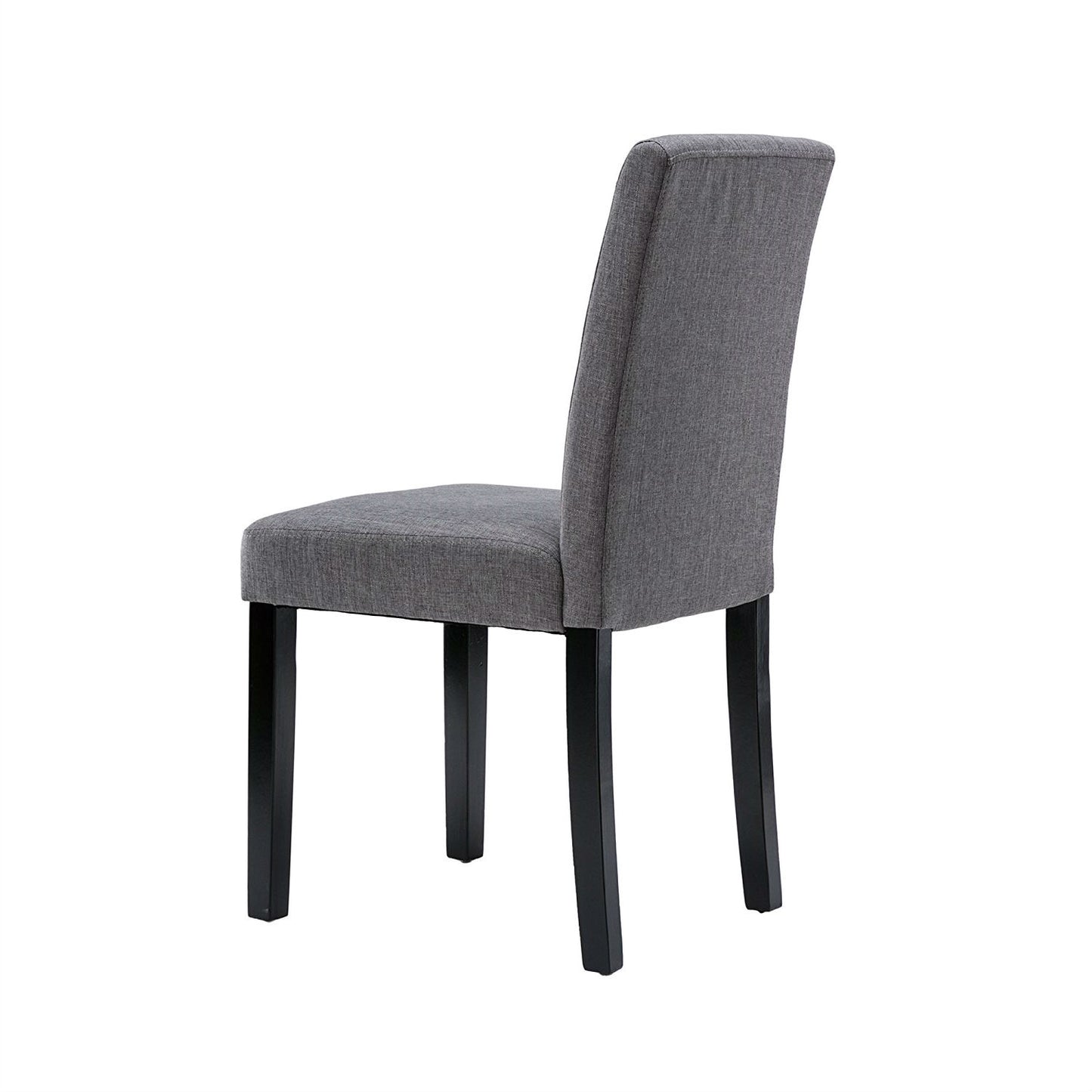 Grey Fabric Dining Chairs with Black Wood Legs (Set of 2)