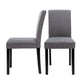 Grey Fabric Dining Chairs with Black Wood Legs (Set of 2)