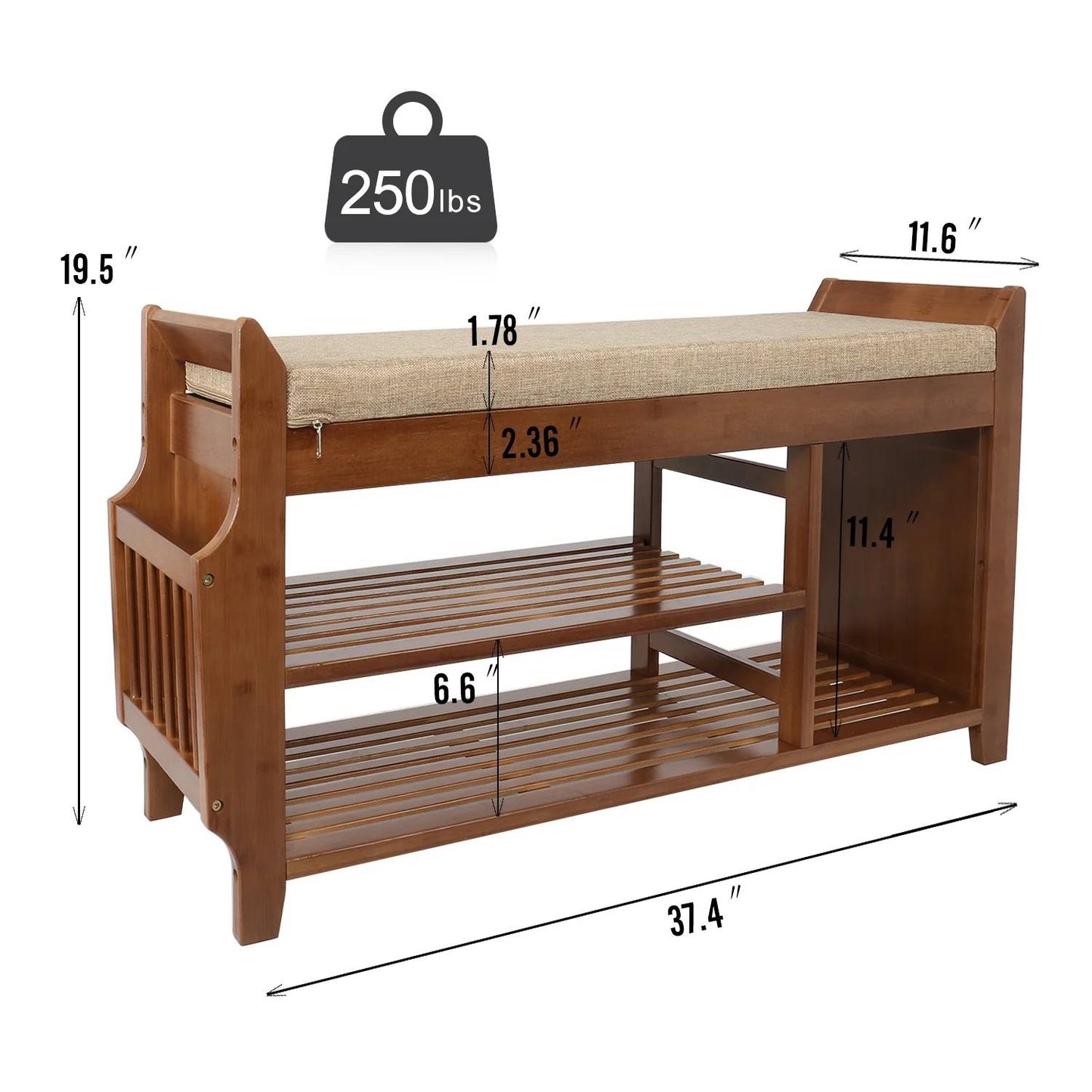 Entryway Shoe Rack Storage Bench with Cushioned Seat