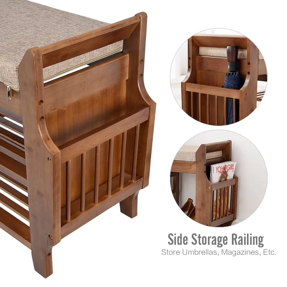 Entryway Shoe Rack Storage Bench with Cushioned Seat