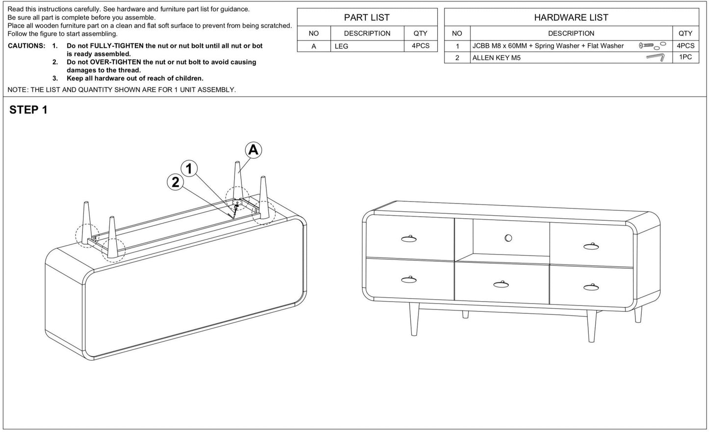 Stockton High 57" TV Stand Assembly