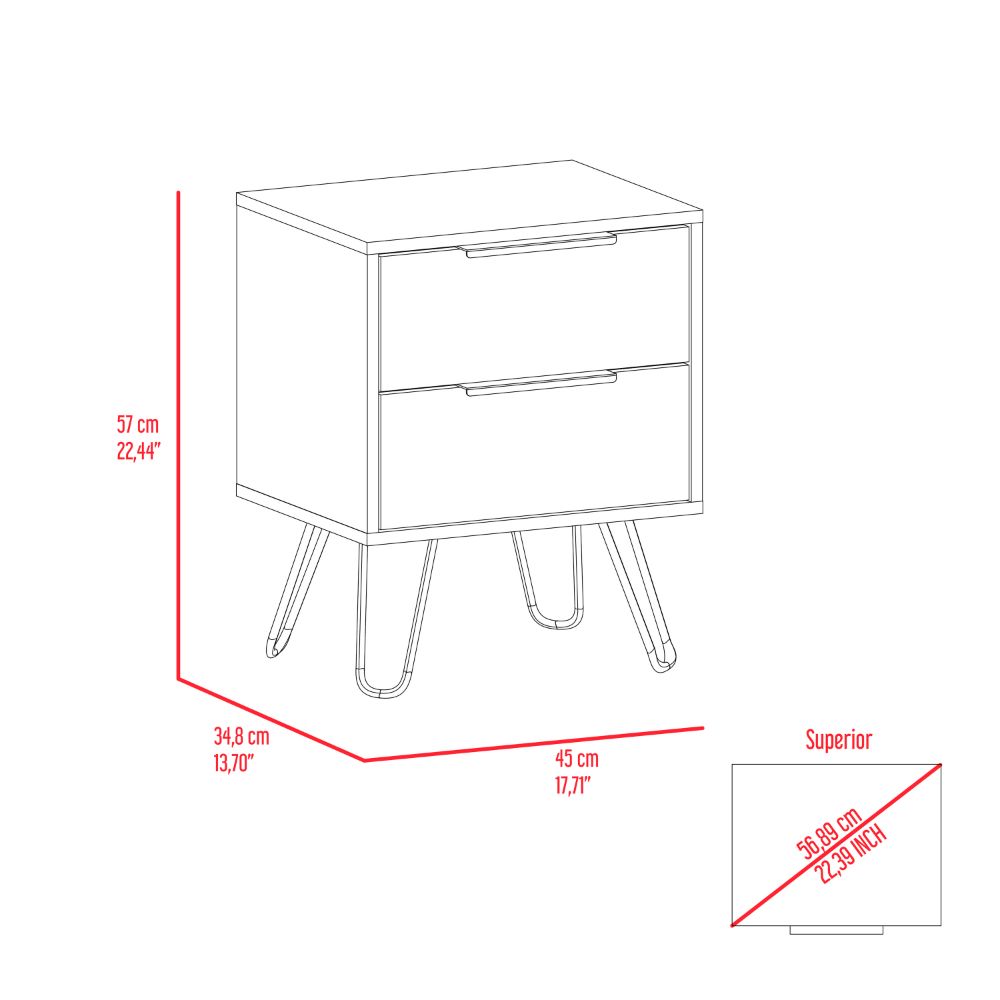 Nightstand Skyoner 2, Harpin Legs, Two Drawers, Black Wengue Finish-7