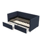 Linen Upholstered Daybed with Pull-Out Storage Drawers, Navy Blue