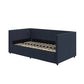 Linen Upholstered Daybed with Pull-Out Storage Drawers, Navy Blue