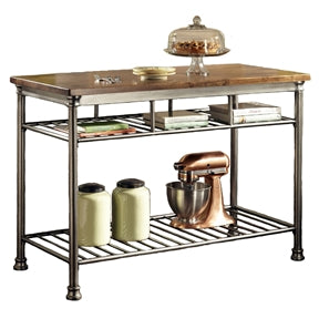 Classic Hardwood Metal Kitchen Butcher Table