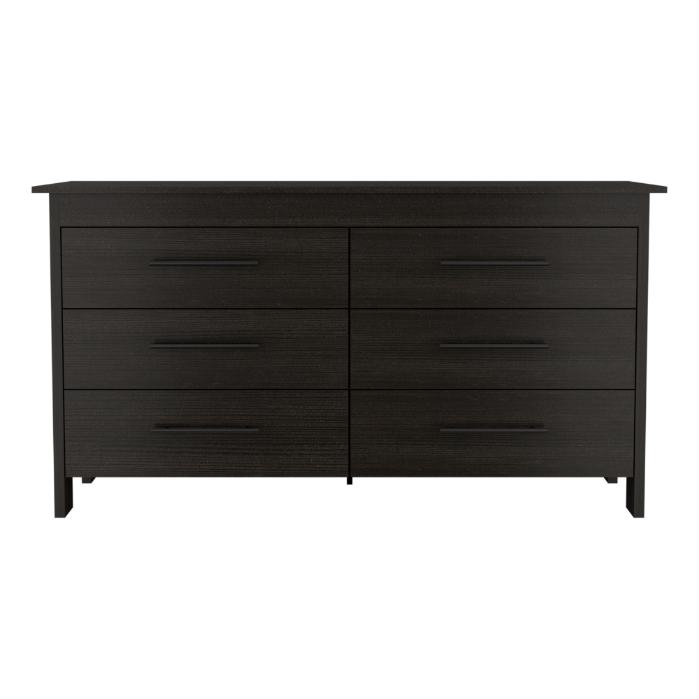 Wezz 6 Drawer Double Dresser, Four Legs, Superior Top, Black wengue Finish-3