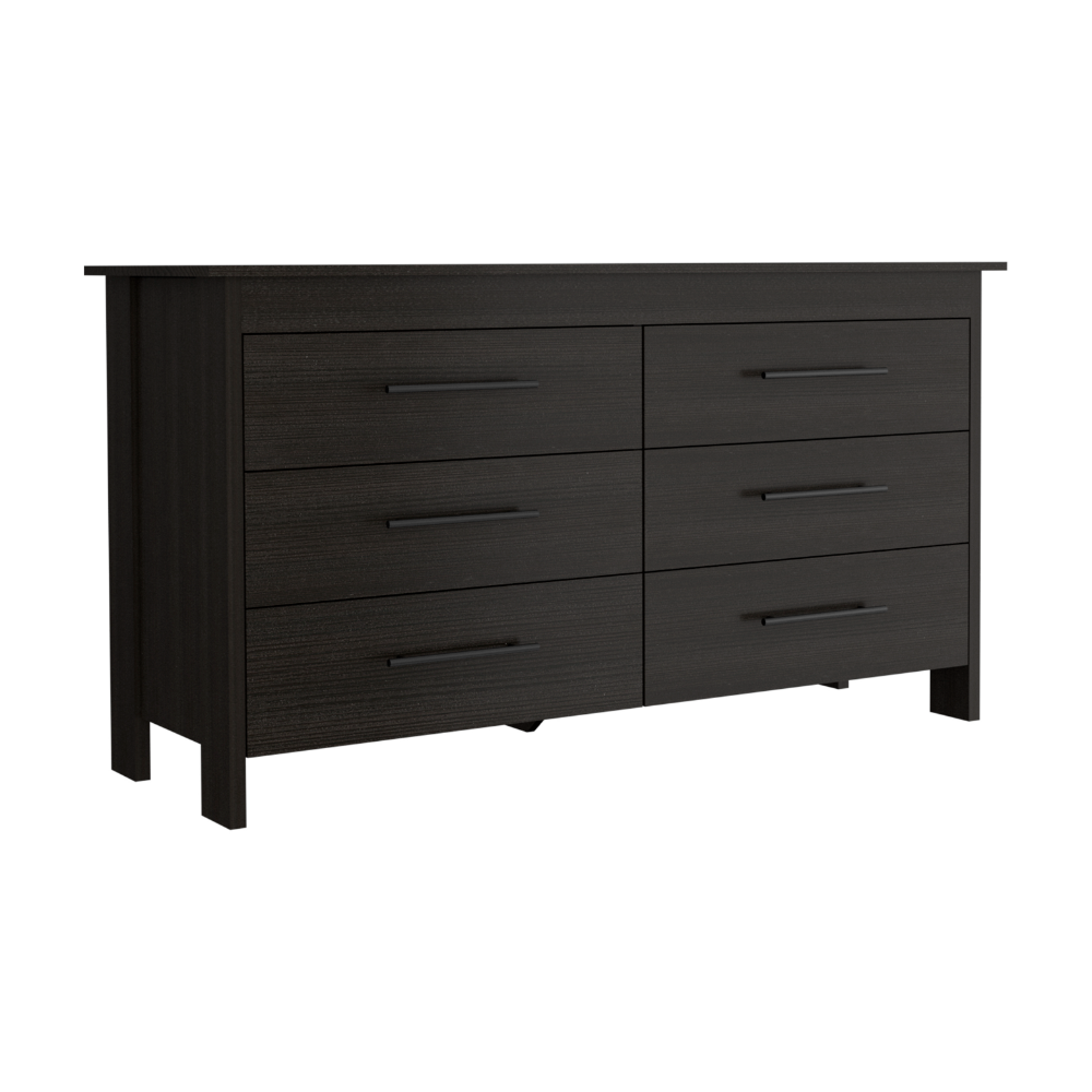 Wezz 6 Drawer Double Dresser, Four Legs, Superior Top, Black wengue Finish-5