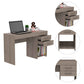 Limestone Computer Desk, Two Drawers, Light Gray Finish-2