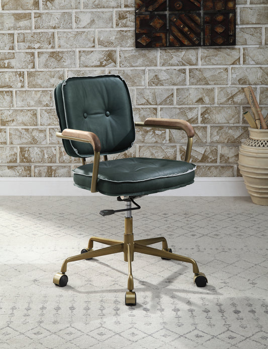 Siecross Leather Office Chair, Emerald Green