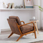 Wood Frame Accent Armchair With Pu Cushion, Coffee