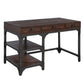 Gorden Writing Desk, Espresso Oak Finish & Antique Black Metal