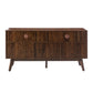 Mermeros 57" TV  Stand / Sideboard with Three Rattan Doors, Walnut