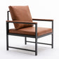 Modern Pu Accent Chair with Black Metal Frame, Orange