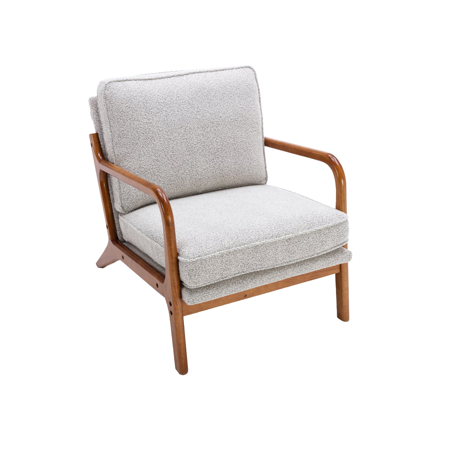 Wood Frame Accent Armchair With Fabric Cushion, Oyster Grey