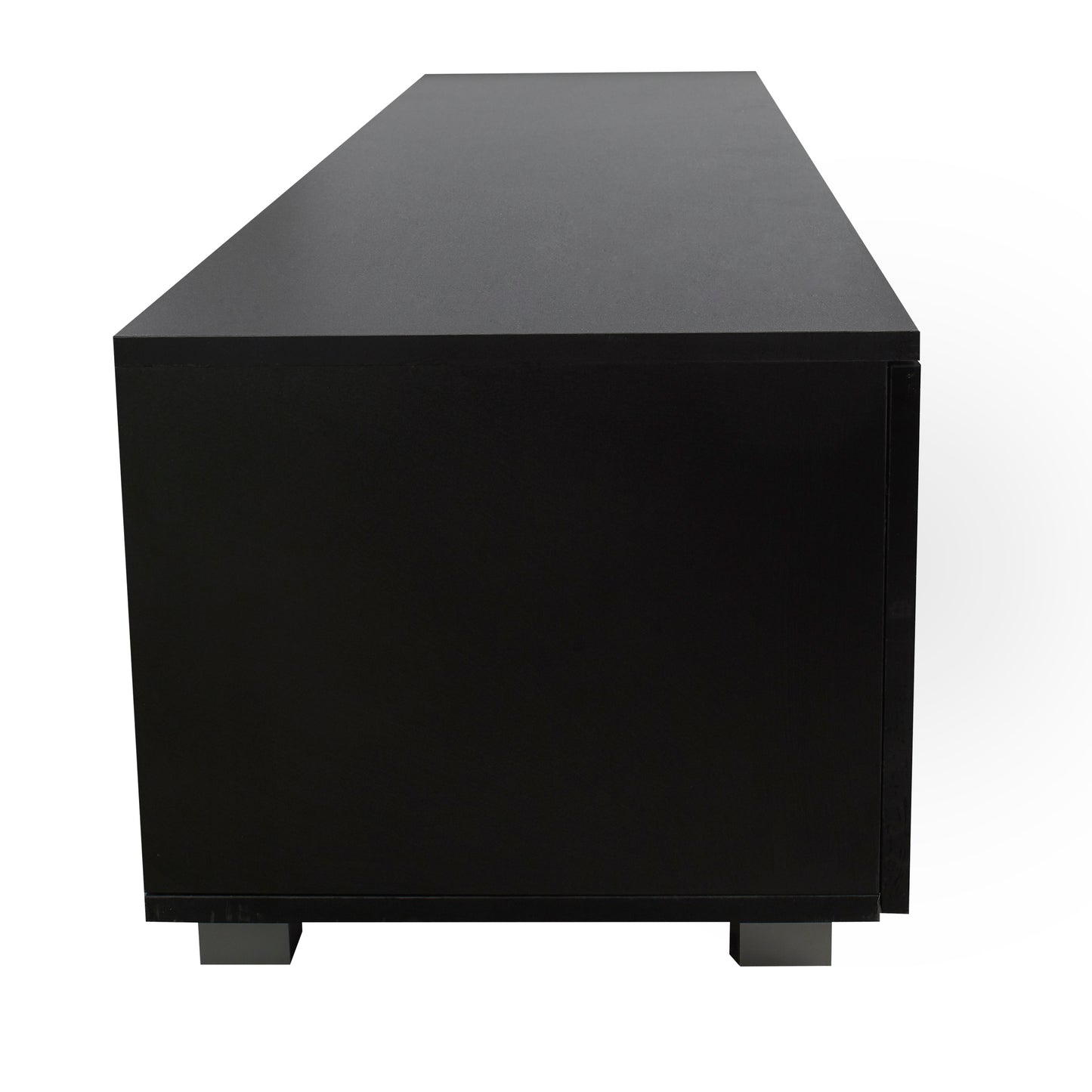 Modern 63" Media Console with 2 Storage Cabinets and Open Shelves, Black