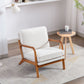 Wood Frame Accent Armchair with Fabric Cushion, Beige